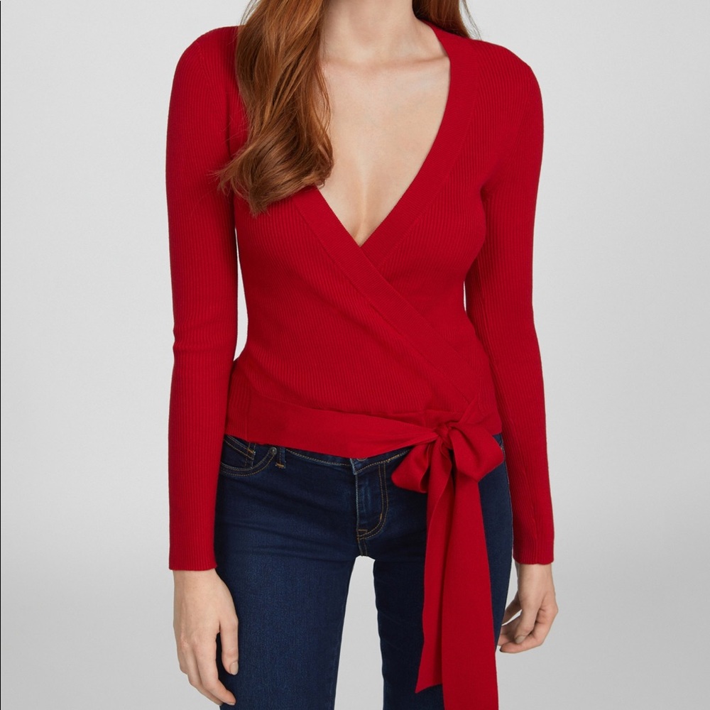 GBG PRIVANKA WRAP RIBBED SWEATER